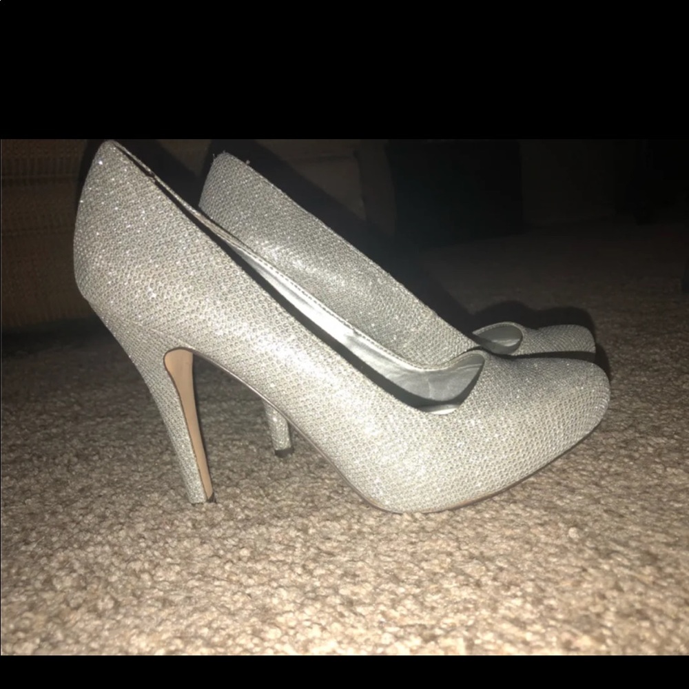 Silver sparkly heels